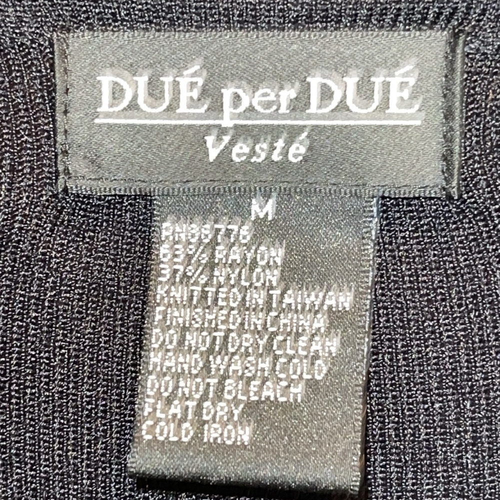 DUE per DUE Black Open Knit Cardigan Tulip wrists Sz. MD - Picture 12 of 15